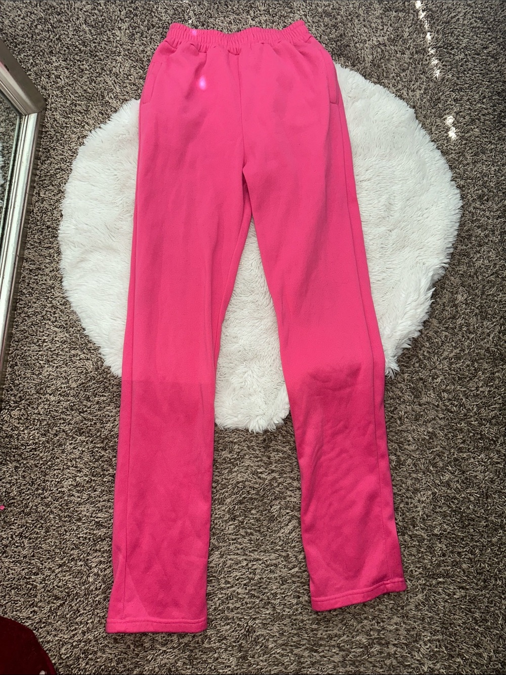 SUPER LONG Girls' Bright Pink Fleece Pants